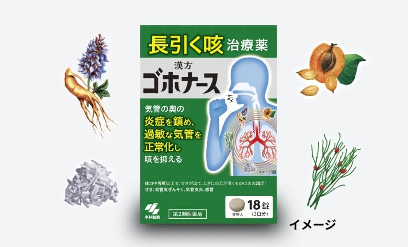 日本小林製藥 麻杏甘石湯,專門用於治療長期咳嗽藥 18錠【第2類医薬品】