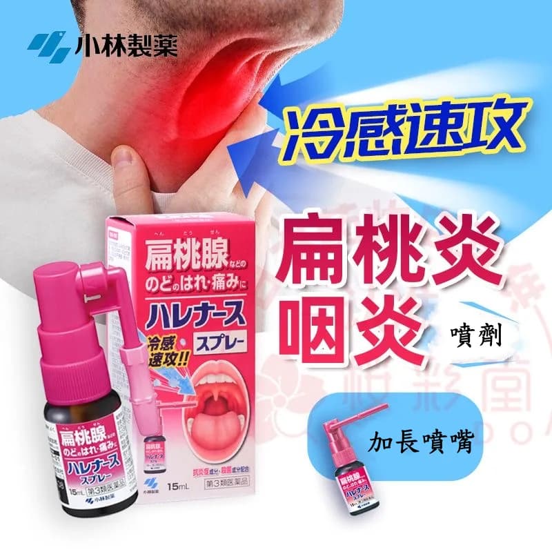 扁桃腺發炎專用 喉嚨冷感噴霧 咽炎 腫痛 消炎 15ML/瓶 兒童可使用